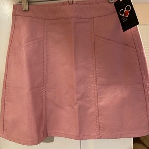 pink leather skirt